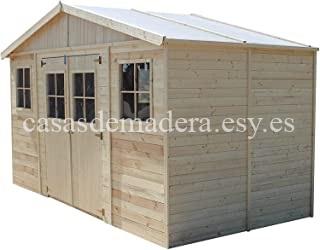 Casa de madera Ahigal de Villarino 418x220cm/8m2 Cobertizo de Madera Natural - Taller de Jardín - Bicicleta, Almace...