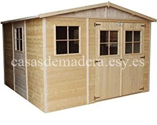 Casa de madera Alcampell 324x316cm/9m2 Cobertizo de Madera Natural - Taller de Jardín - Bicicleta, Almace...