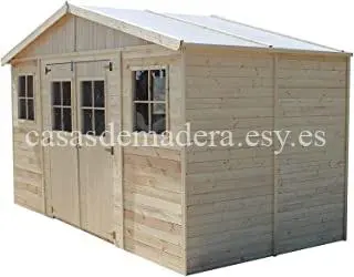 Casa de madera Alarcón 418x220cm/8m2 Cobertizo de Madera Natural - Taller de Jardín - Bicicleta, Almace...